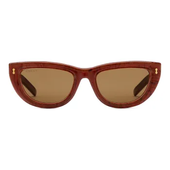 GUCCI Acetate Heather Root Material Butterfly Sunglasses Women's Brown