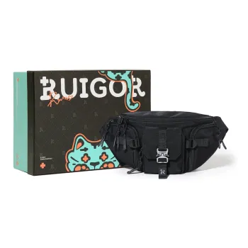 RUIGOR Fabric Shoulder Bag Crossbody Bag Sling Bag Fanny Pack Unisex Black