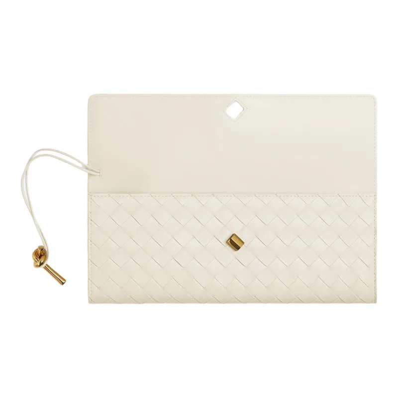 Bottega Veneta Sheepskin Clutch Women's Sea Salt Color-2