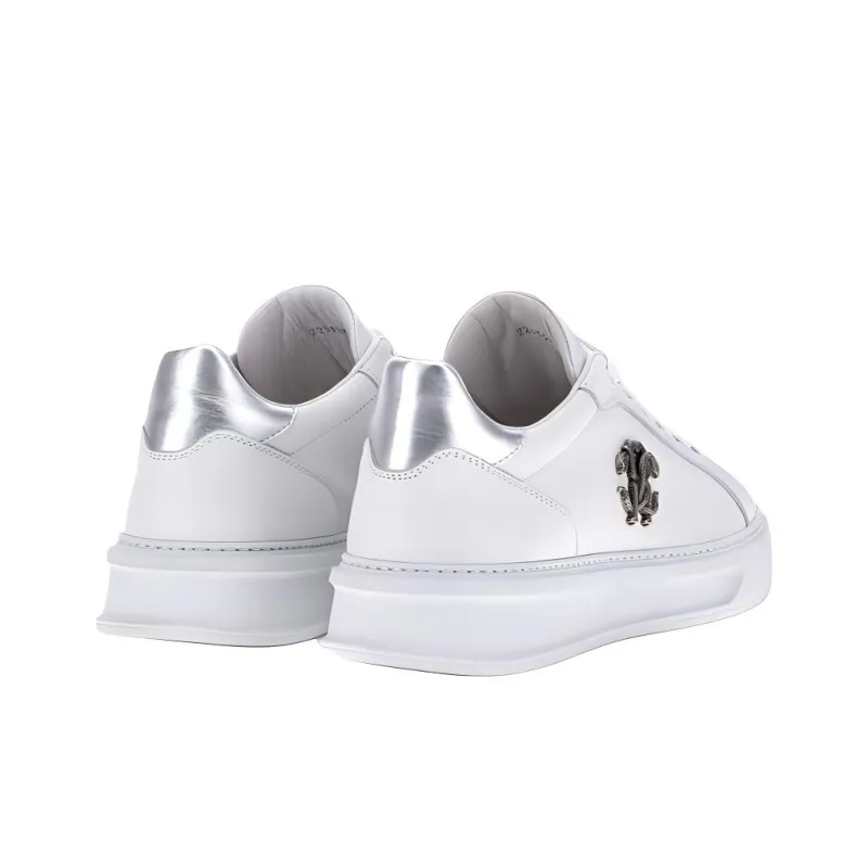 Roberto Cavalli Monogram RC Low-Top Skateboard Shoes Men's White-3