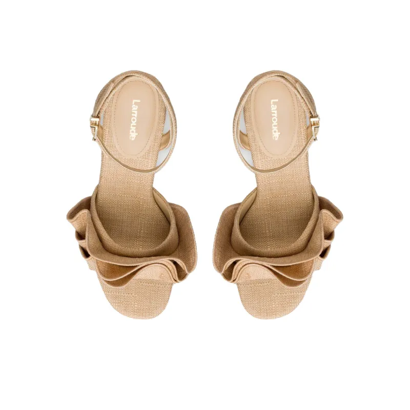 Larroude Selena Strap Sandals 7.5cm Women's Beige-3