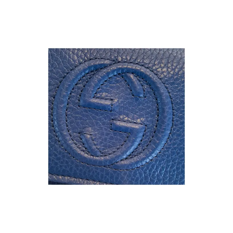 GUCCI Soho Cow Leather Wallet Women's Blue-2