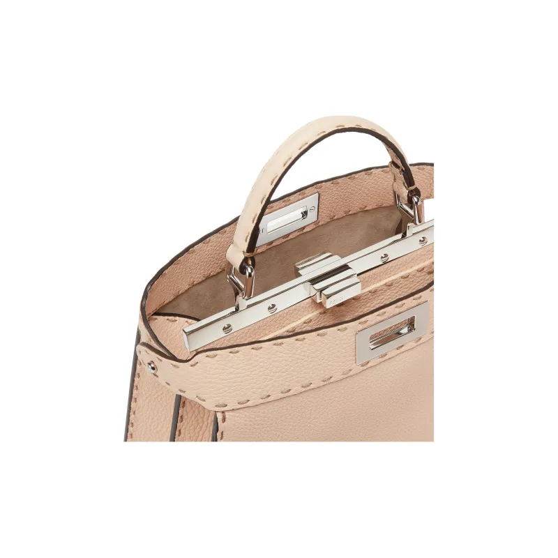 FENDI Peekaboo ISeeU Leather Shoulder Bag Crossbody Bag Handbag Small Size Women's Pink-4