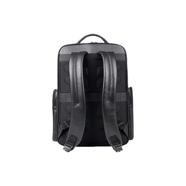 PULUWIRR Cow Leather Backpack Regular Unisex Black-2