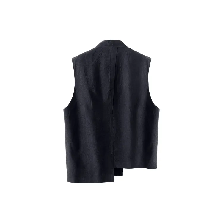 HUANXIANGZHE Vests Unisex Black-1