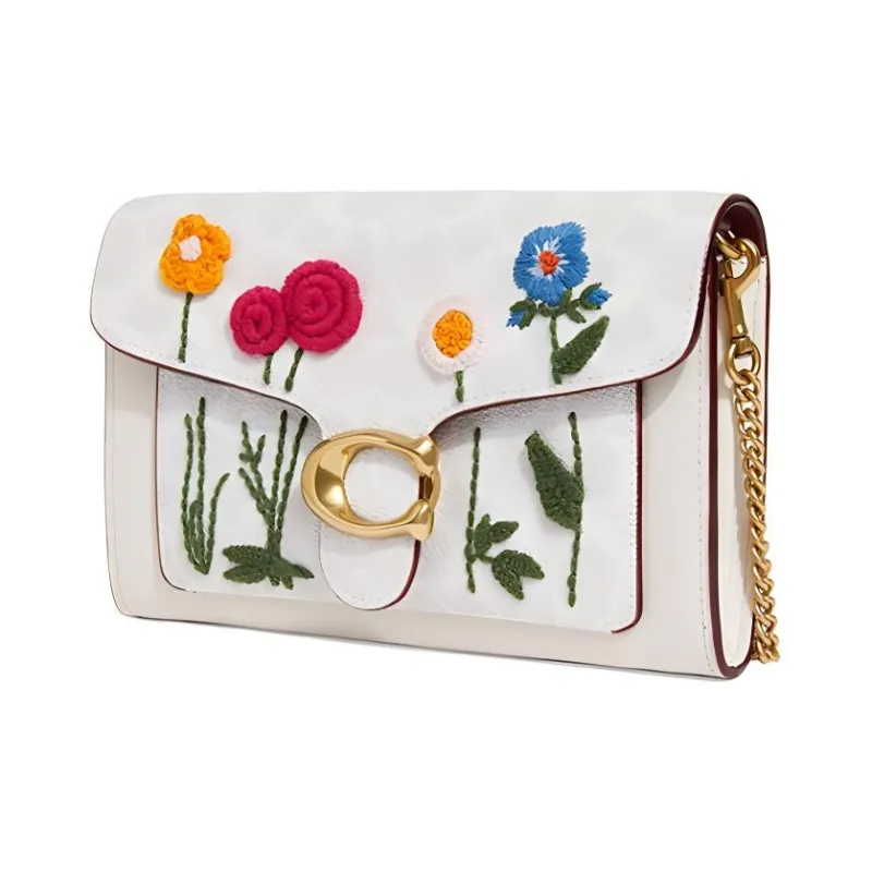 COACH Tabby Canvas With Calfskin One Shoulder Crossbody Clutch Trumpets Women's Chalk Multicolor Monogram-1