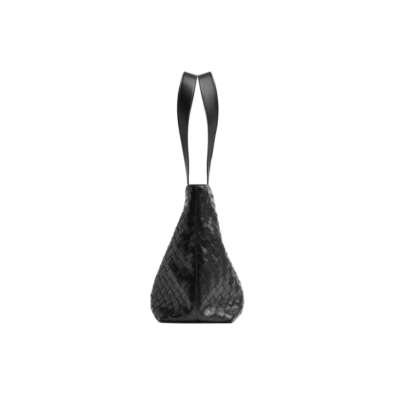Bottega Veneta Cow Leather Tote Bag Shopping Bag Handbag Small Size Men's Black-1
