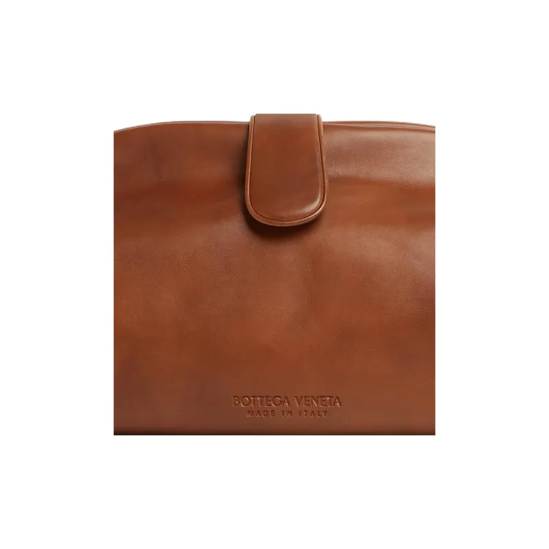 Bottega Veneta Calfskin With Weathered Leather Clutch Tubas Women's Brown-3