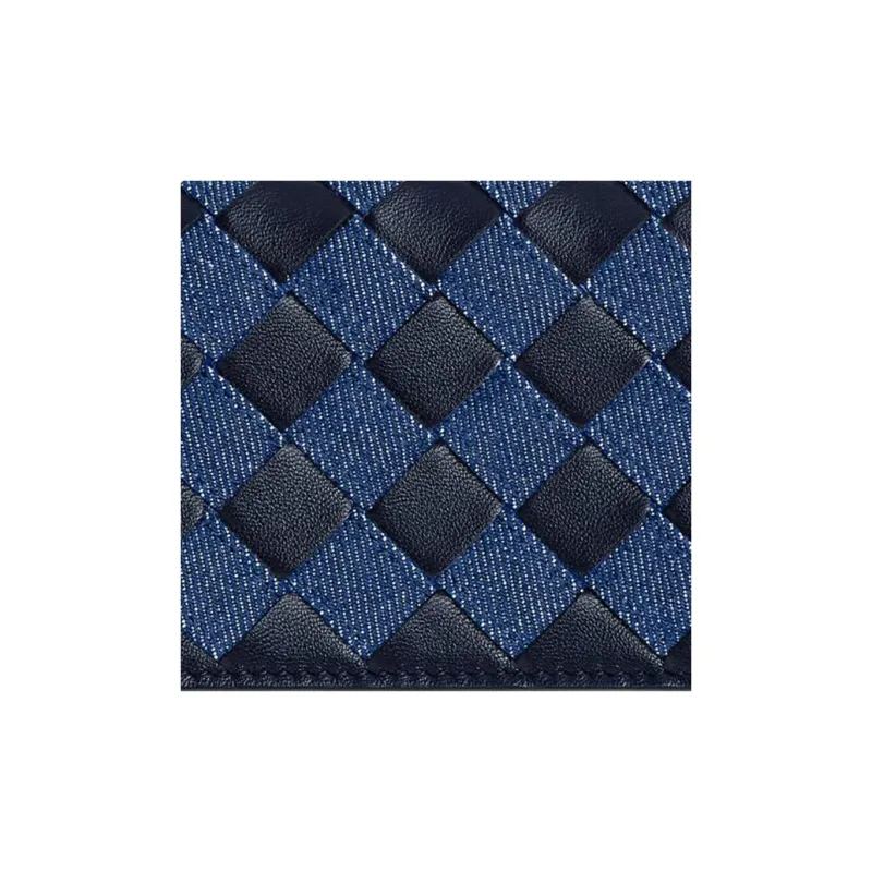 Bottega Veneta Intrecciato Calfskin With Denim Card Holder Women's Deep Abyss With Indigo-3