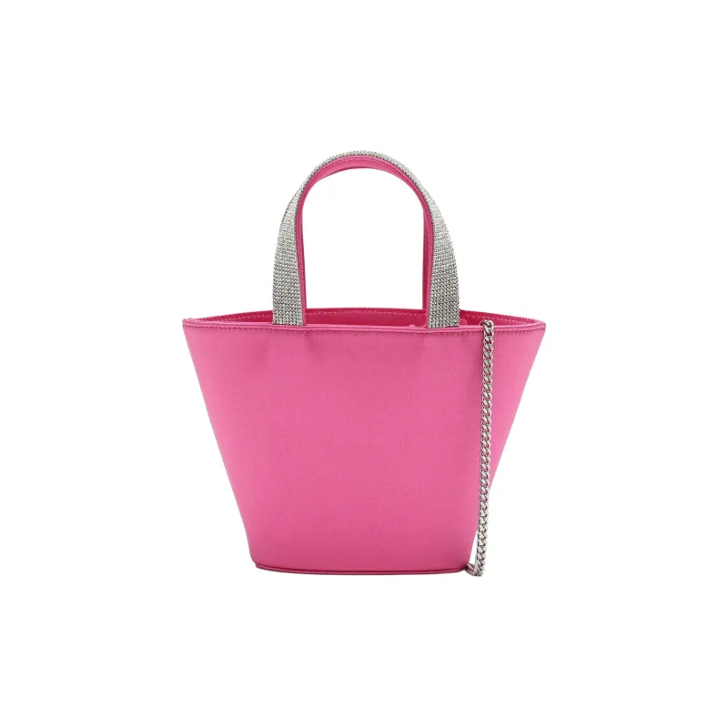 AMINA MUADDI Silk Satin Bucket Bag Handbag Women's Fuchsia-1