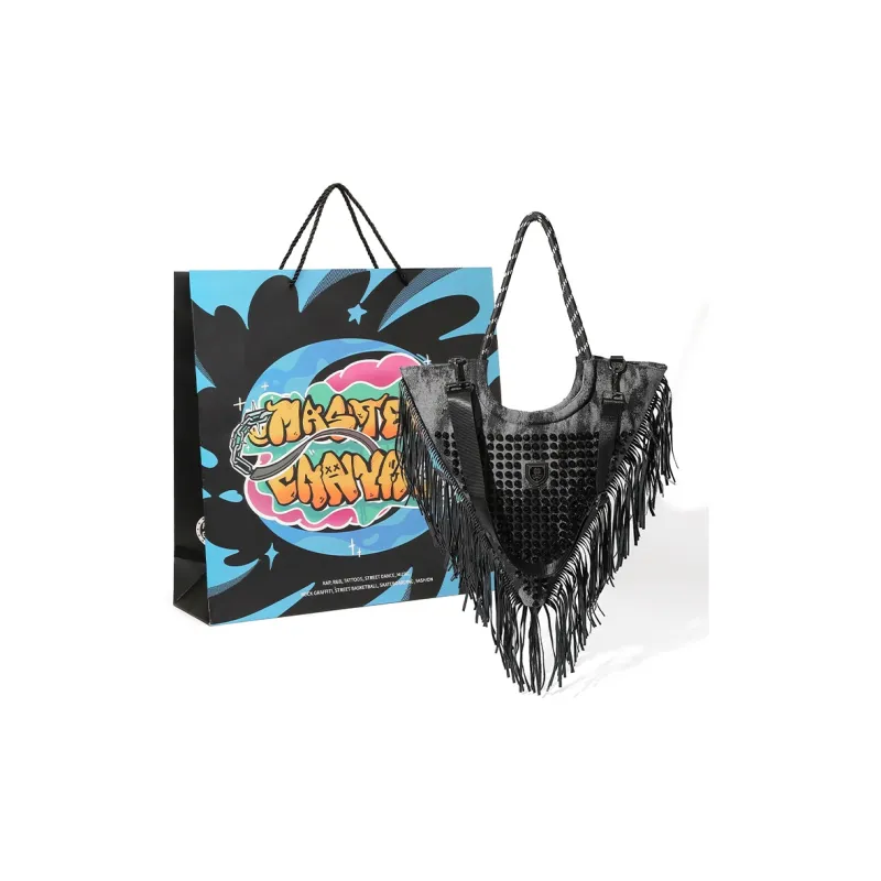 MASTER CANVAS Fabric Triangle Bag Fringe Canvas Bag Shoulder Bag Crossbody Bag Unisex-1