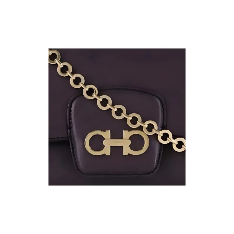 FERRAGAMO Genuine Leather Portable Crossbody Bag, Shoulder Bag Women's Purple-4