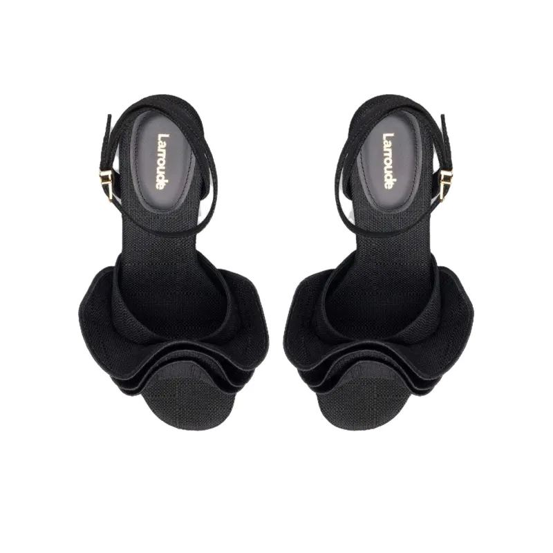 Larroude Selena Strap Sandals 7.5cm Women's Black-3