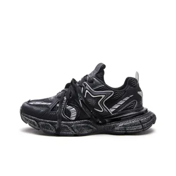 IG+GI Cushioned Anti Slip Wear Resistant Breathable Lightweight Low Top Chunky Sneakers Men's Black