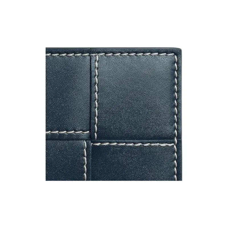 Bottega Veneta Cow Leather Wallet Men's Dark Blue & Natural-7