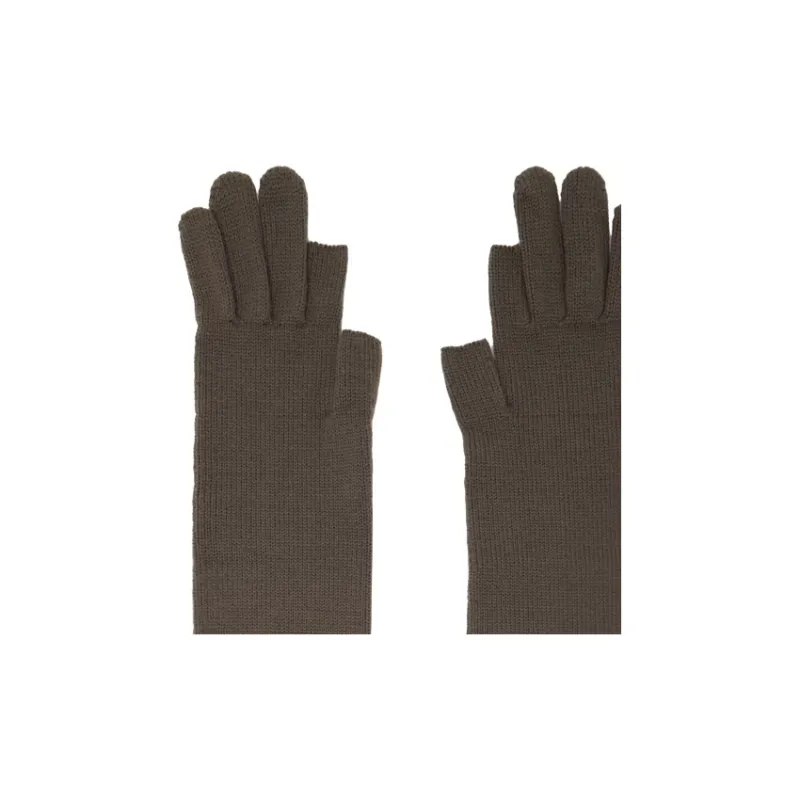 RICK OWENS/RO Virgin Wool Gloves Women's Brown-2