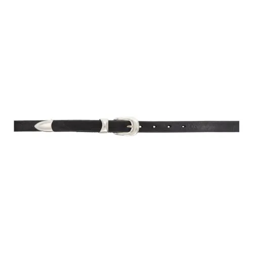 OUR LEGACY Solid Color Design Pin Buckle Leather Belts Women's Black 2cm