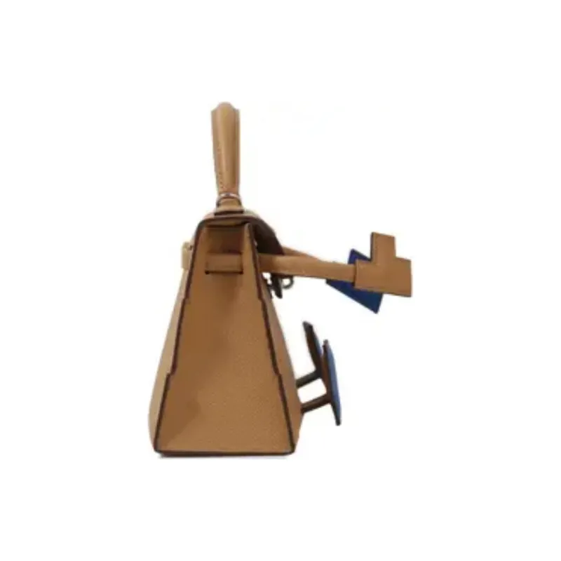 HERMES Kelly Doll Epsom Calfskin Shoulder Bag Crossbody Bag Handbag Women's Brown & Blue-3