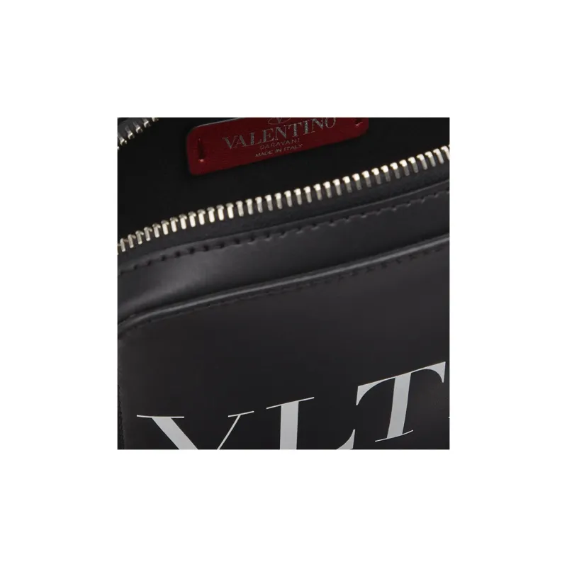 Valentino Calfskin Messenger Bag Shoulder Bag Crossbody Bag Small Size Men's Black-3