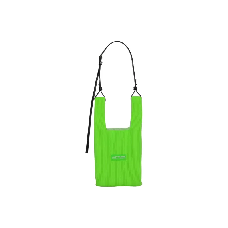 LASTFRAME Recycled Polyester One Shoulder Handbags Small Size Unisex Lime Green & Ecru-0