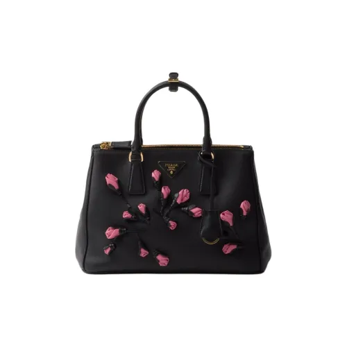 PRADA Leather Shoulder Bag Crossbody Bag Handbag Large Size Women's Black/Tejil Color