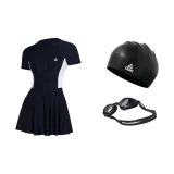 Black Swimsuit+Swim Goggles+Swimming Cap