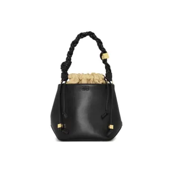 GANNI Braided handle Leather Bucket Bag