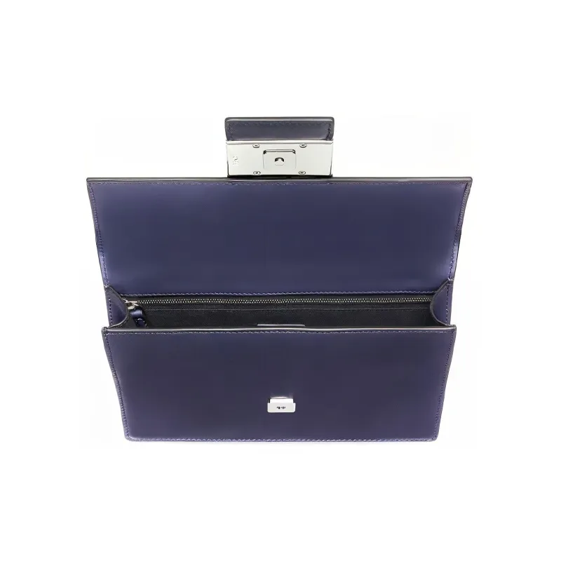 FENDI Baguette Cowhide Cotton Polyester Blend Baguette Bag Crossbody Bag Shoulder Bag Medium Size Men's Blue-3