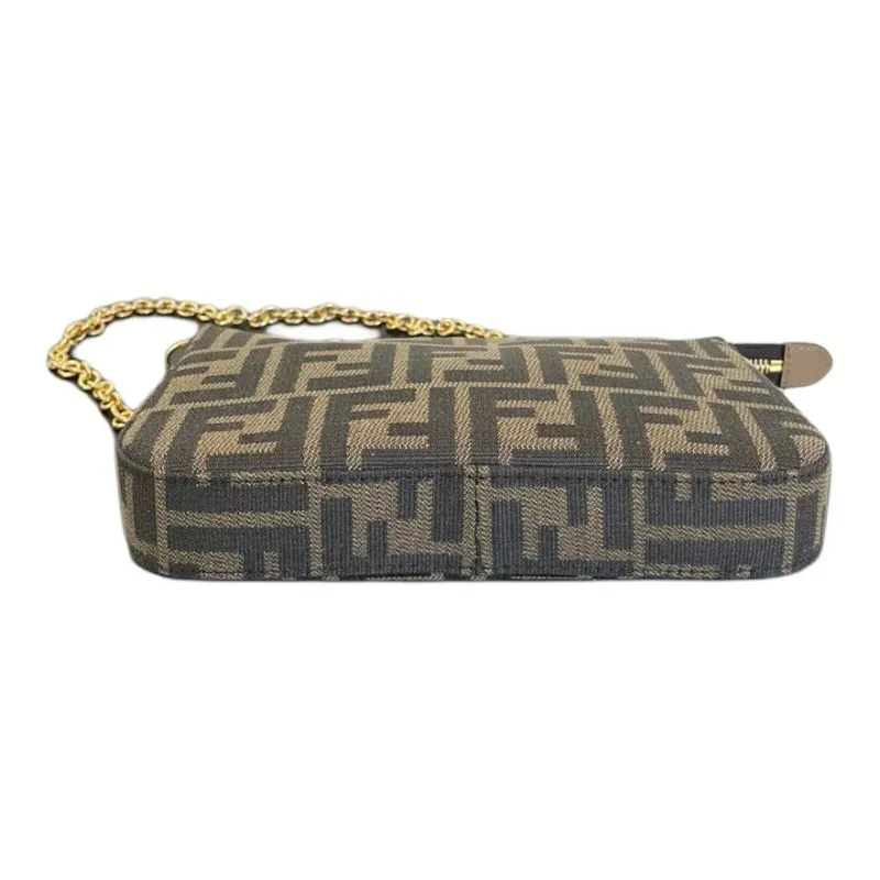 FENDI Baguette Fabric Clutch Women's Brown-3