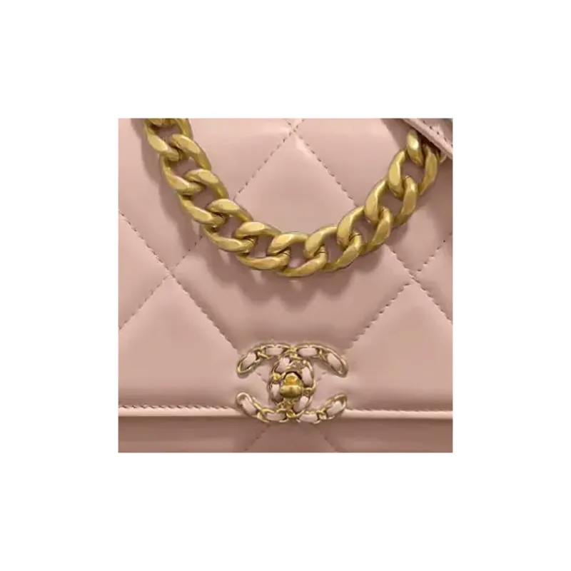 CHANEL 19BagWOC Sheepskin Chain Bag, Shoulder Bag, Crossbody Bag Regular Women's Pink-2