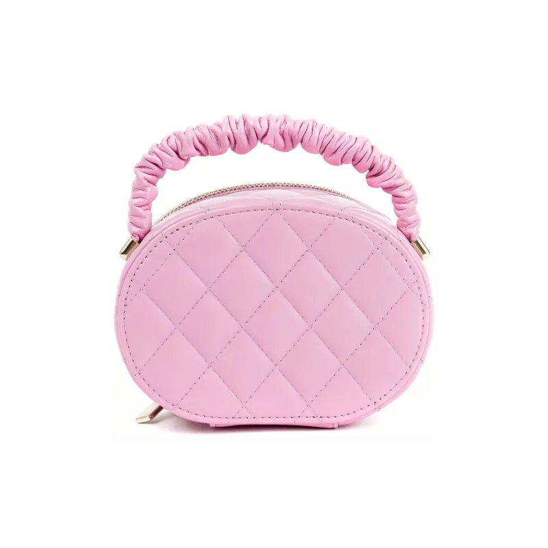 CHANEL Sheepskin Round Bag Makeup Bag Handbag Women's Pink-2