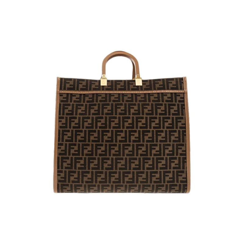 FENDI Cow Leather Sunshine Bag, Tote Bag, Shopping Bag, Handbag Tubas Unisex Brown-2