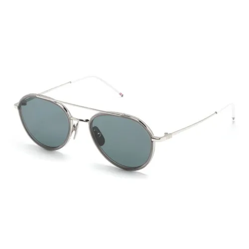 THOM BROWNE Eyewear Logo-engraved Pilot-frame Sunglasses