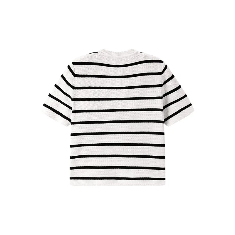 PEACEBIRD Knitwear Women's Black White Stripes-1