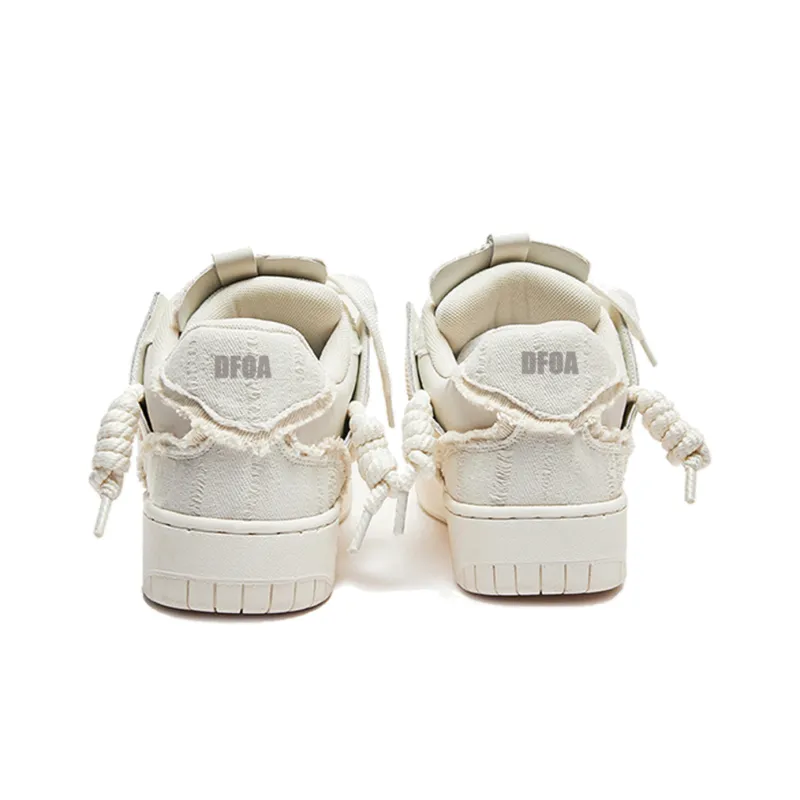 DFOA Anti Slip And Wear Resistant Height Increasing Low Top Skateboard Shoes Unisex White-4