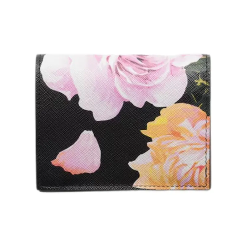 PRADA Saffiano Leather Wallet Trumpets Women's Black & Multicolor-2