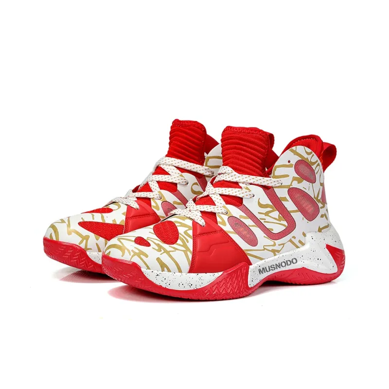 MUSNODO Cushioning Anti-Slip Wear-Resistant Breathable Supportive Rebound Mid-Top Basketball Shoes Men's-5