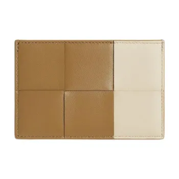 Bottega Veneta Lambskin Card Holder Women's Black Praline With Sea Salt