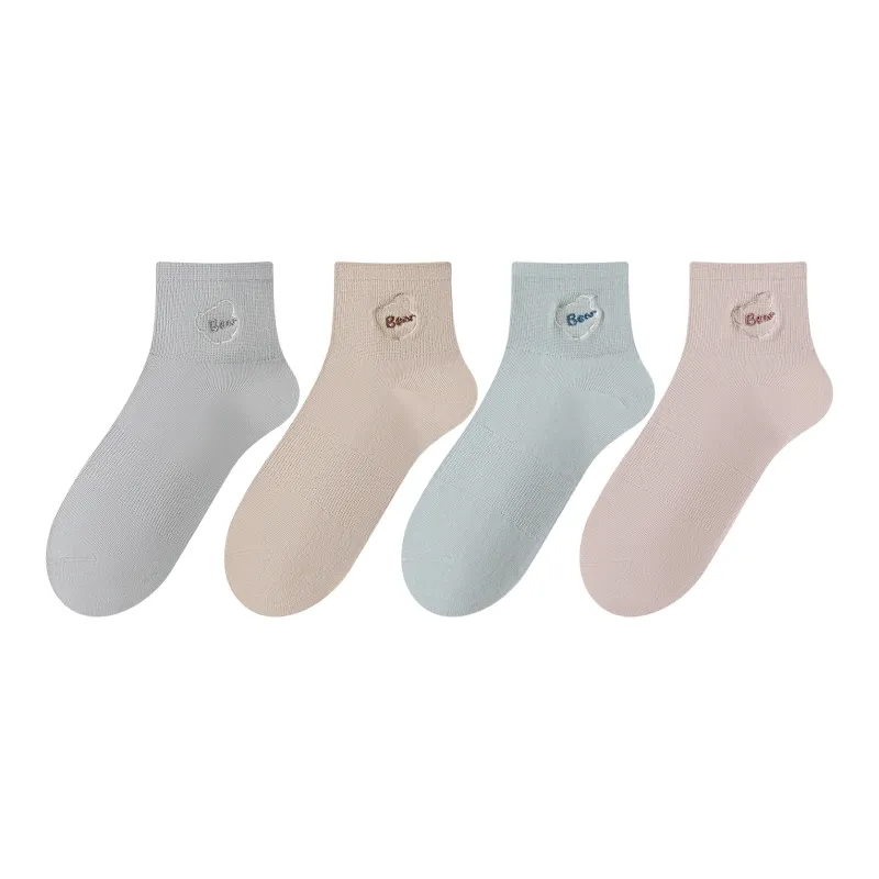 XXLLG Spring And Fall Mid Calf Socks Women's 4 Pack-5