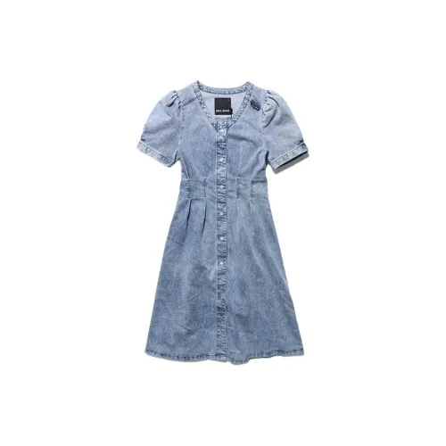 ABLE JEANS Short-Sleeved Dresses Women's Washed Light Indigo