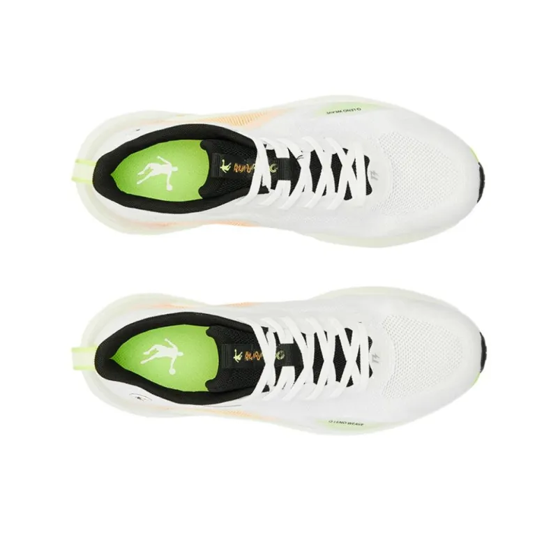 QIAODAN Windy 13 Anti-Slip Wear-Resistant Low-Top Running Shoes Men's White Orange-4