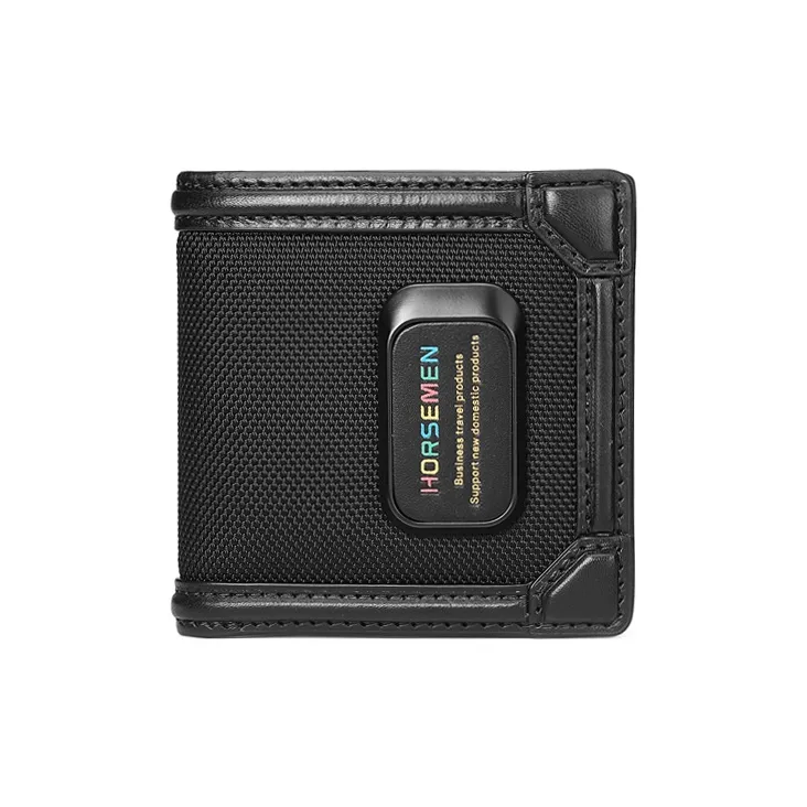 HORSEMEN Elastic Nylon Fabric Short Wallets Regular Men's Black-5