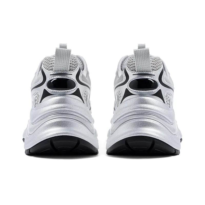 COMELY Chunky Sneakers Women's Low Top Beige/Silver-12