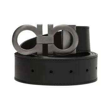 FERRAGAMO Leather Belts Men's Black Width 4cm