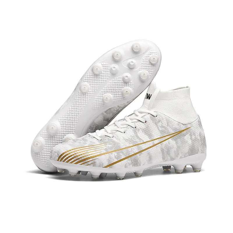 D&W FG Rubber Long Studs Artificial Ground Firm Ground Soft Ground Anti Slip Wear Resistant Soccer Shoes Unisex-12