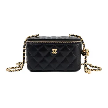 CHANEL Sheepskin Square Box Bag Crossbody Bag Regular Women's Black
