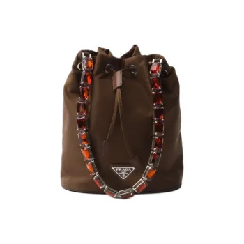 PRADA Recycled Nylon Bucket Bags Shoulder Bag Crossbody Bag Handbag Mini Women's Cocoa Brown