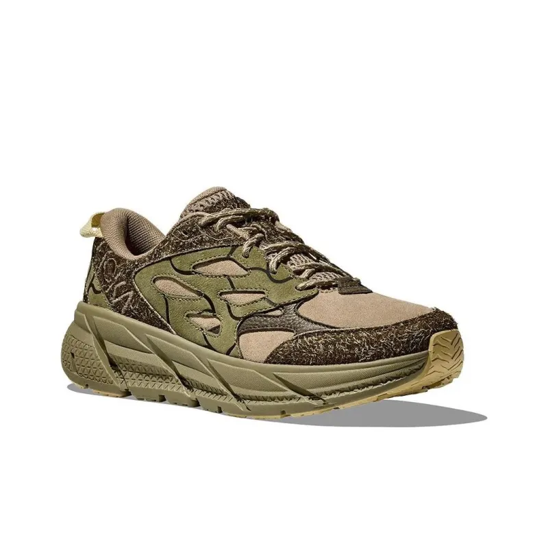 HOKA ONE ONE Clifton L Cushioning Wear Resistant Low Top Casual Running Shoes Men's Brown Green-3