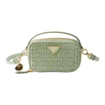 PRADA Leather Crossbody Bag Shoulder Bag Mini Women's Aqua Green