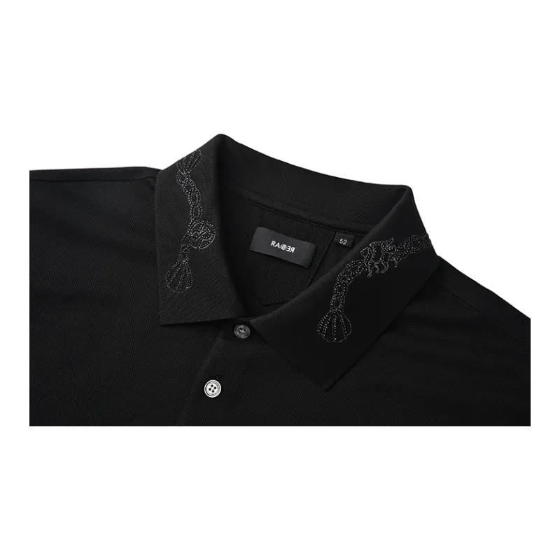 RARE Short Sleeved Polo Shirt Men's Black-3